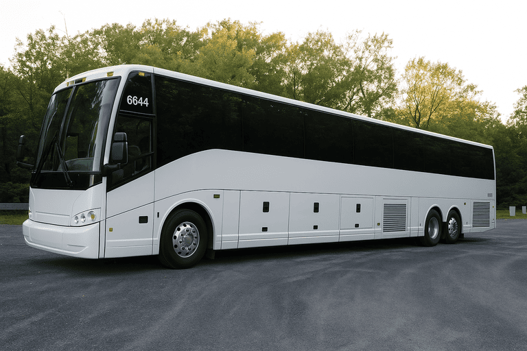 exterior of Bus Rental Company Lake Forest coach bus