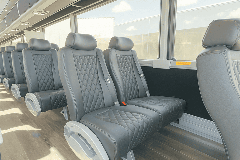 interior of Bus Rental Company Lake Forest charter bus